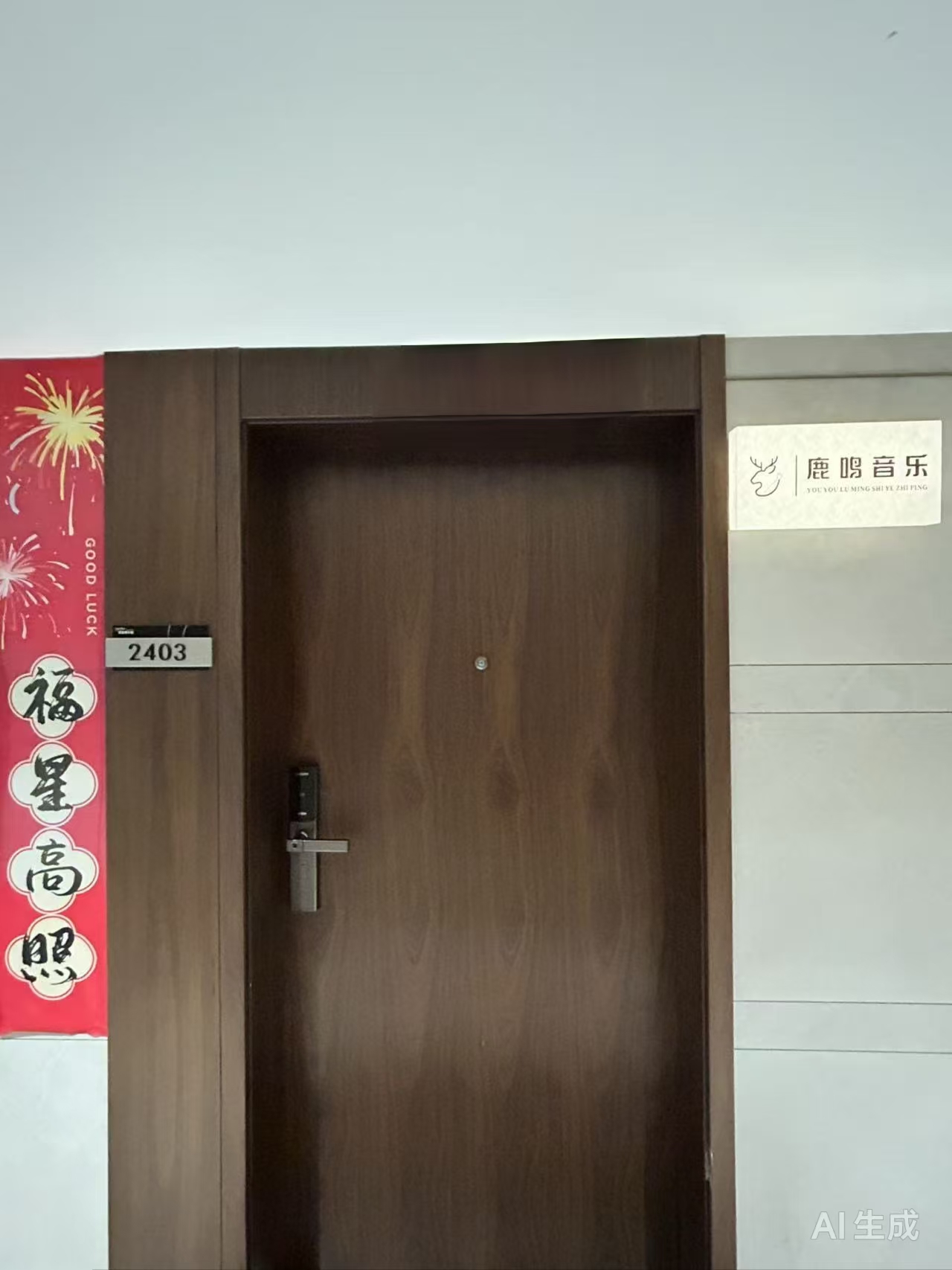 鹿鸣音乐工作室门口实景（莱普敦中心2403）